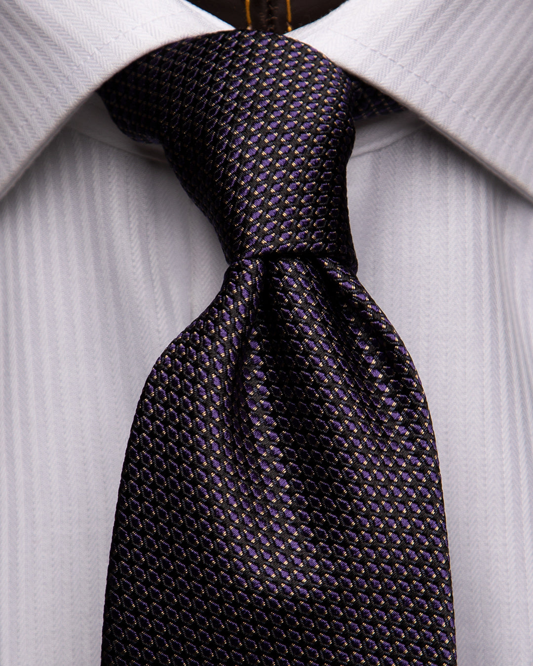 Cravatta Jacquard con Microtrama Blu Notte e Viola Ametista