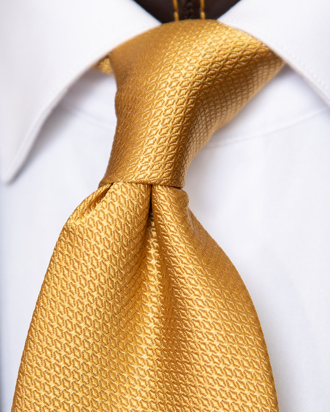 Cravatta Micro-Jacquard Giallo Ocra