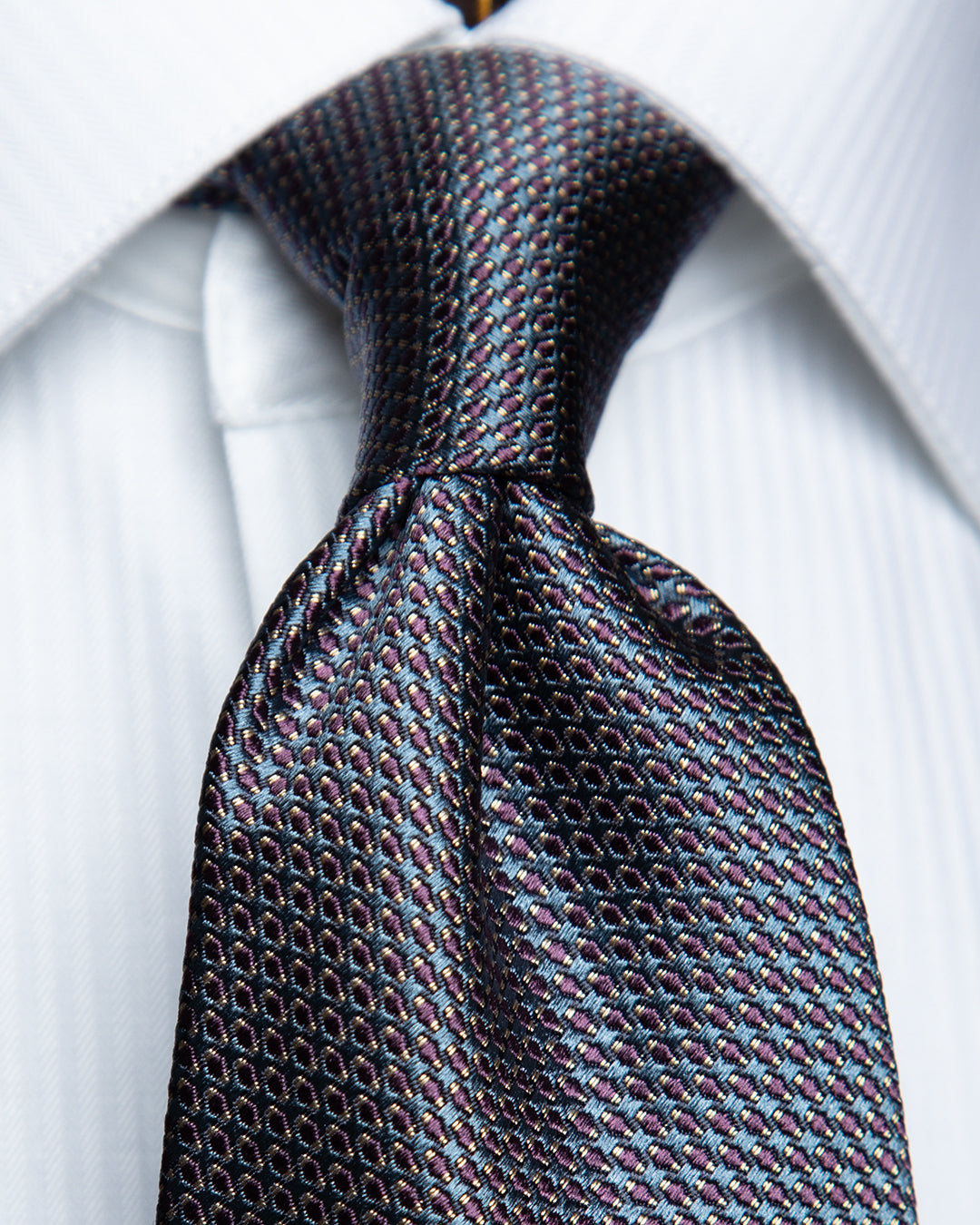 Cravatta Blu Notte con Micro-Jacquard Viola