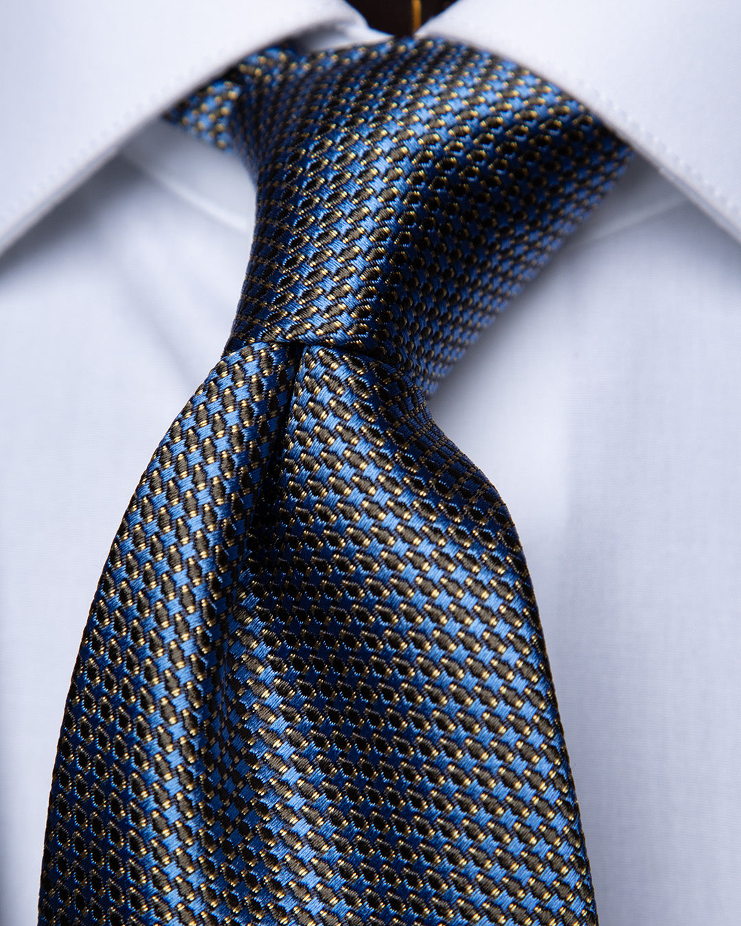 Cravatta Blu Micro-Jacquard Rame