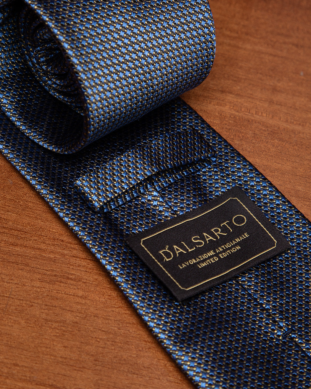 Cravatta Blu Micro-Jacquard Rame