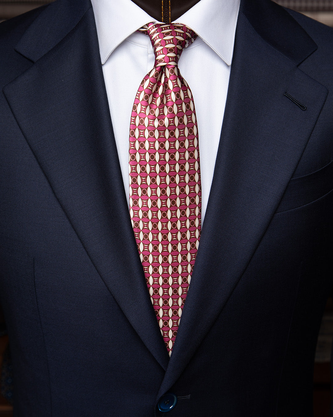 Pink & Orange Geometric Mosaic Silk Tie