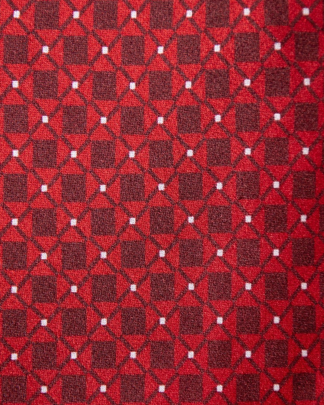 Ruby Red Geometric Motif Silk Tie