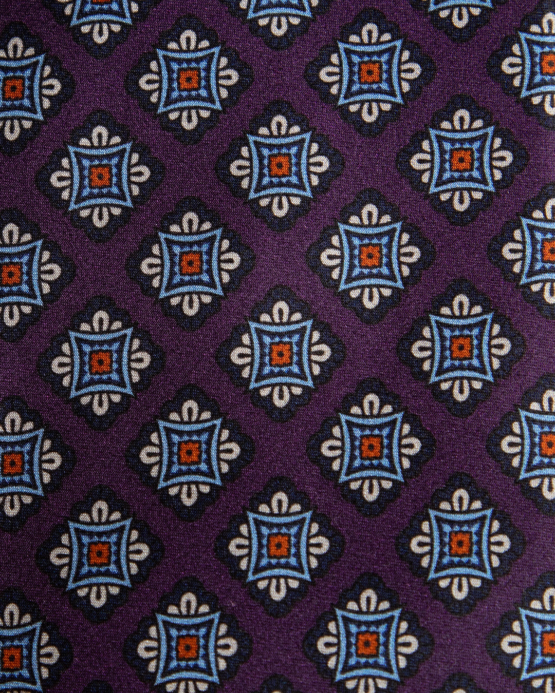 Cravatta Viola con Rombi Azzurri e Grigi