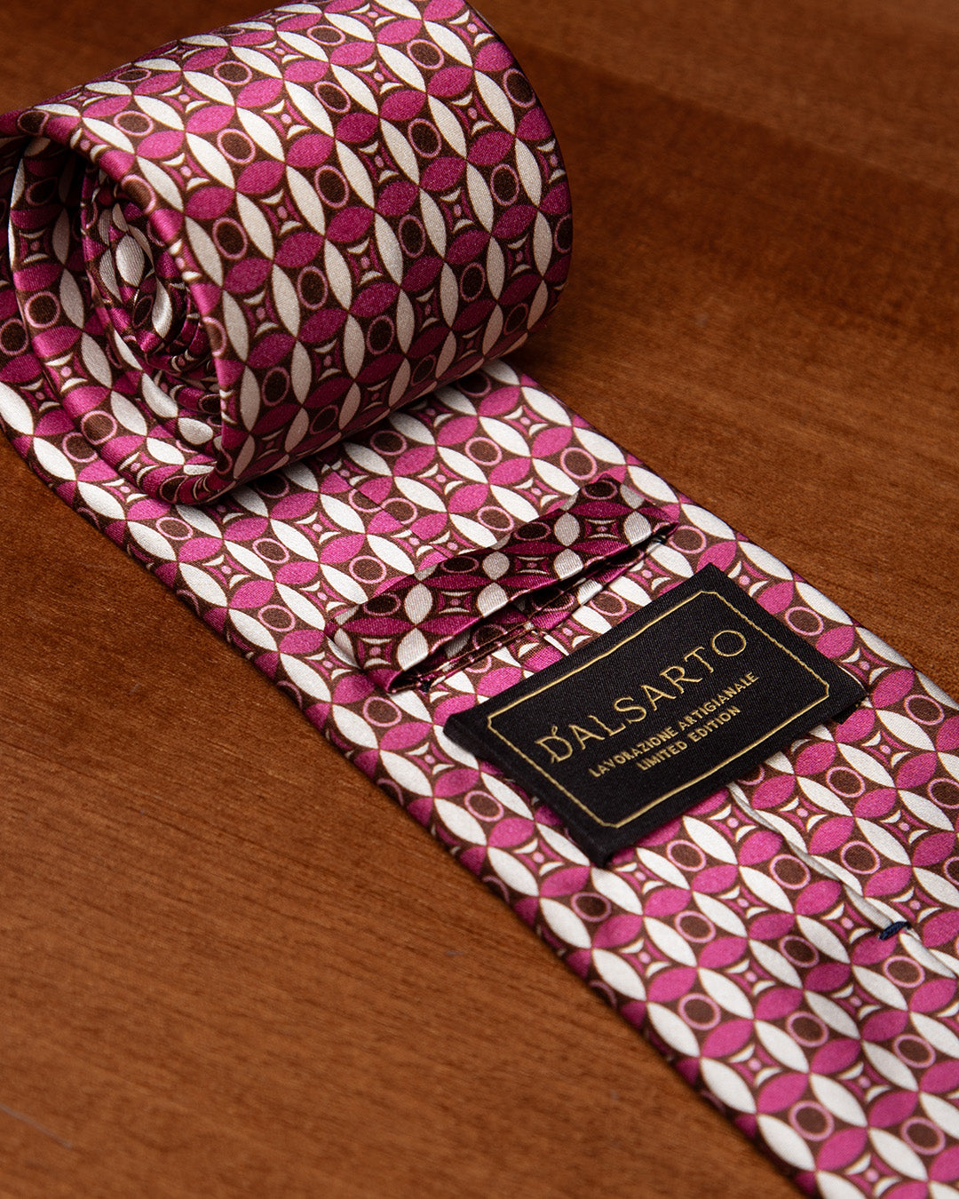 Pink & Orange Geometric Mosaic Silk Tie