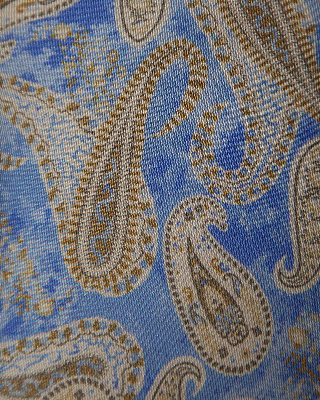 Cravatta Ceruleo con Fantasia Paisley Oro