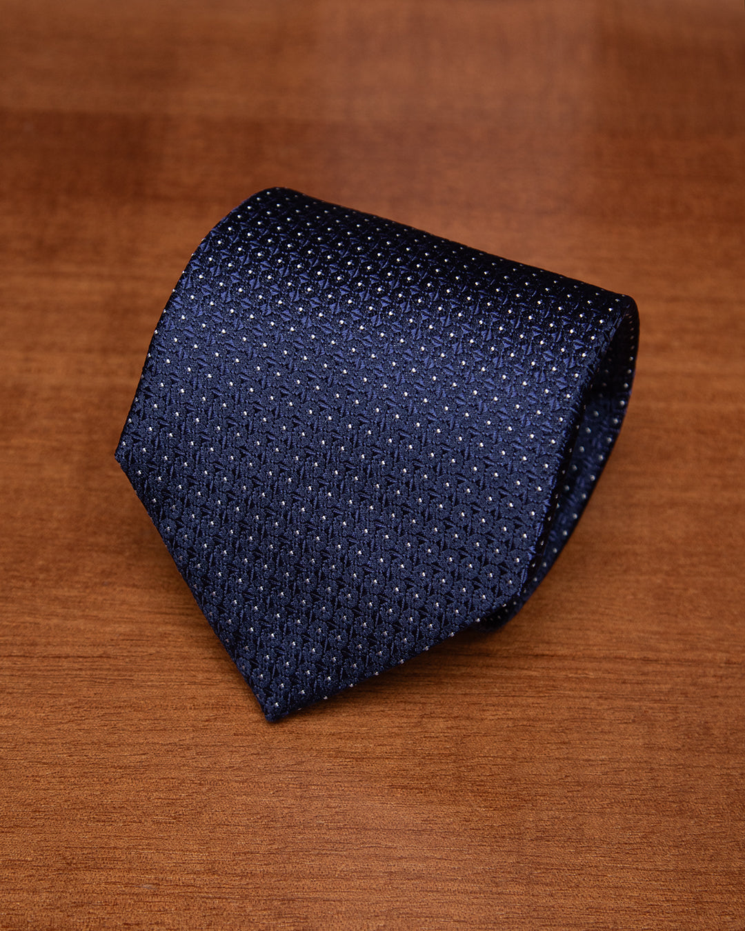 Avio Blue Jacquard Tie with Micro-Octagons and White Dots