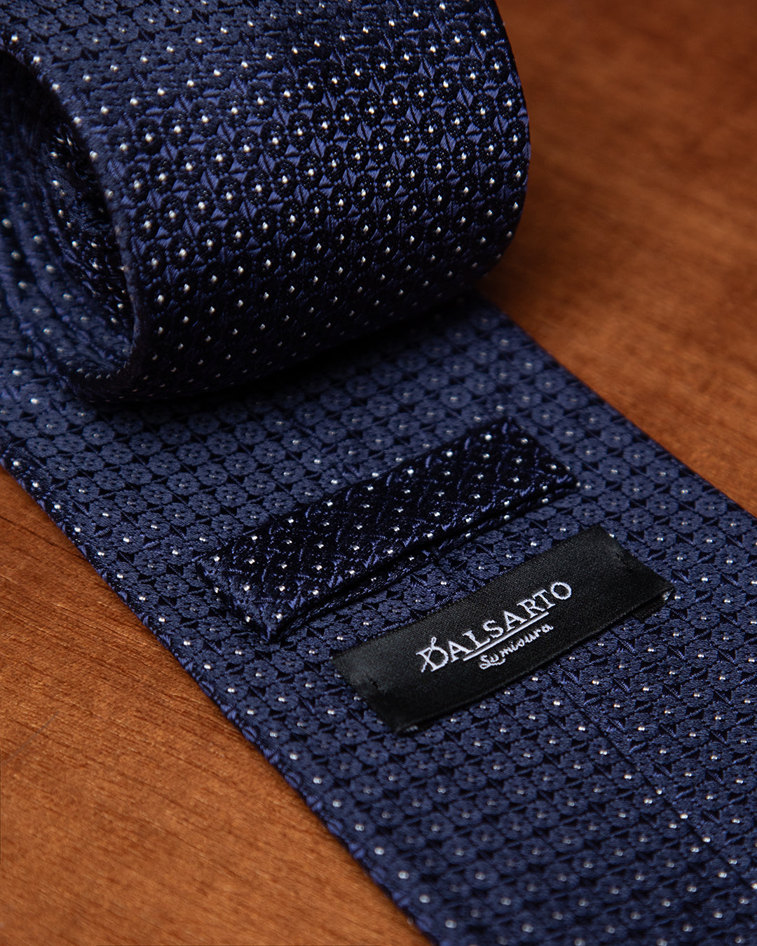 Avio Blue Jacquard Tie with Micro-Octagons and White Dots