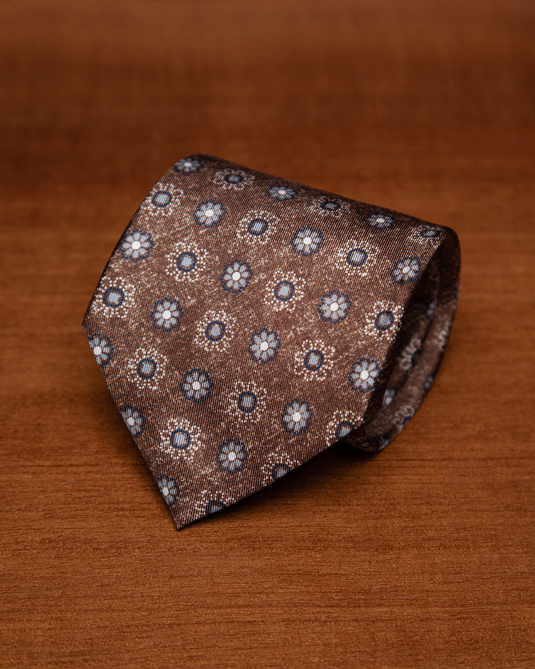 Brown Tie with Flowers