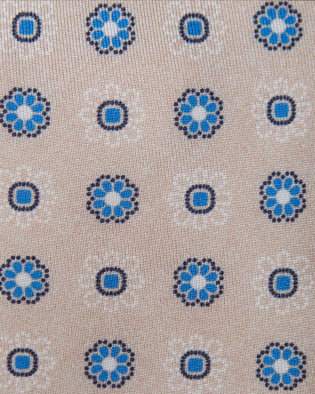 Cravatta Beige con Fiori Azzurri