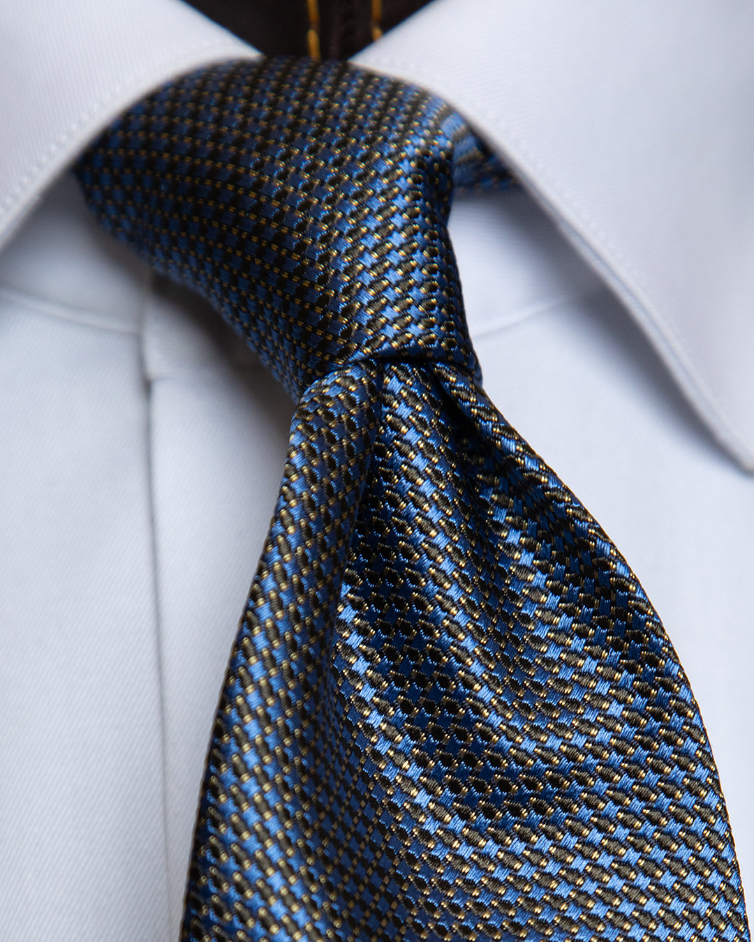 Blue Tie with Black Micro-Jacquard