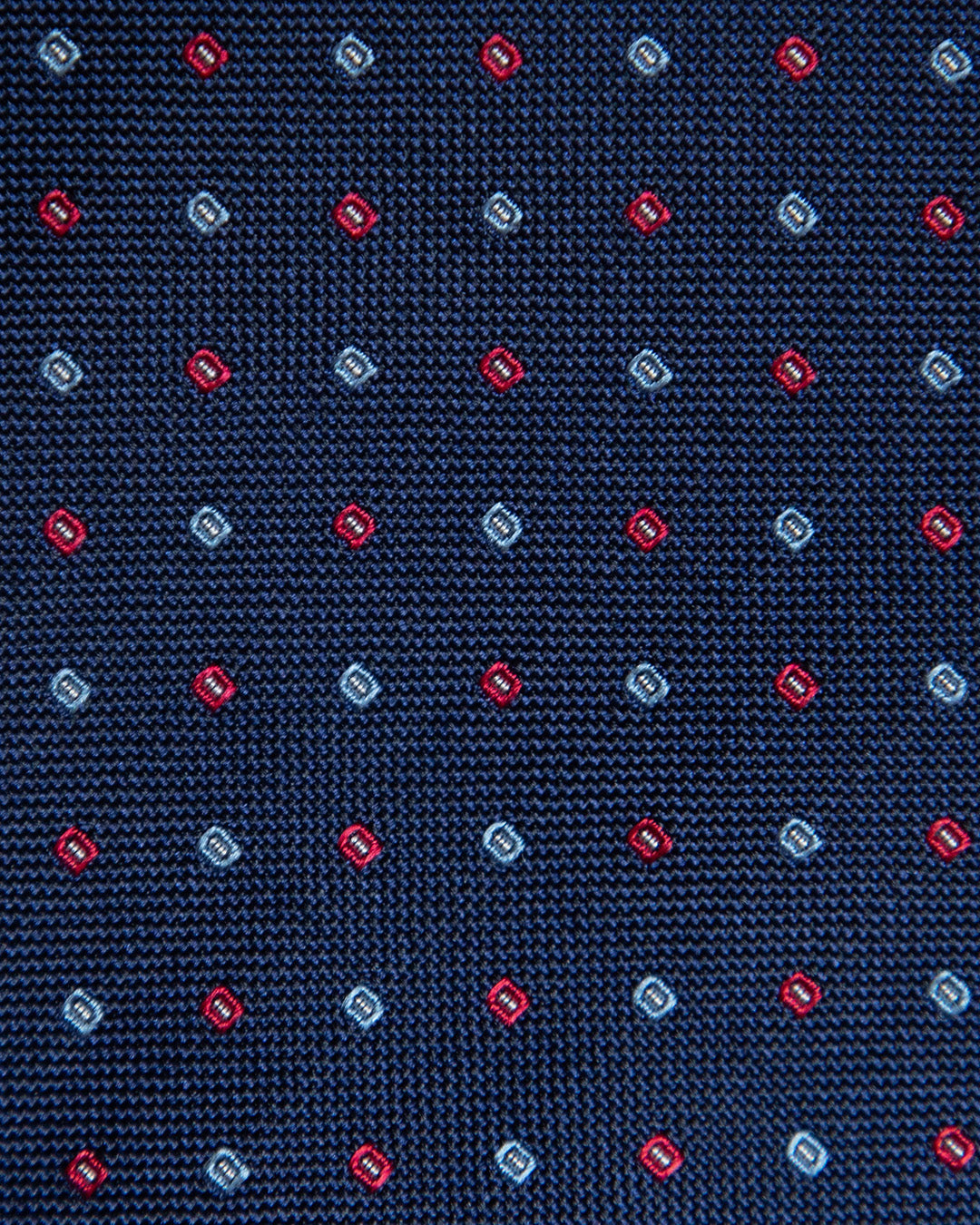 Cravatta Blu Acceso con Micro Quadri Rossi e Azzurri