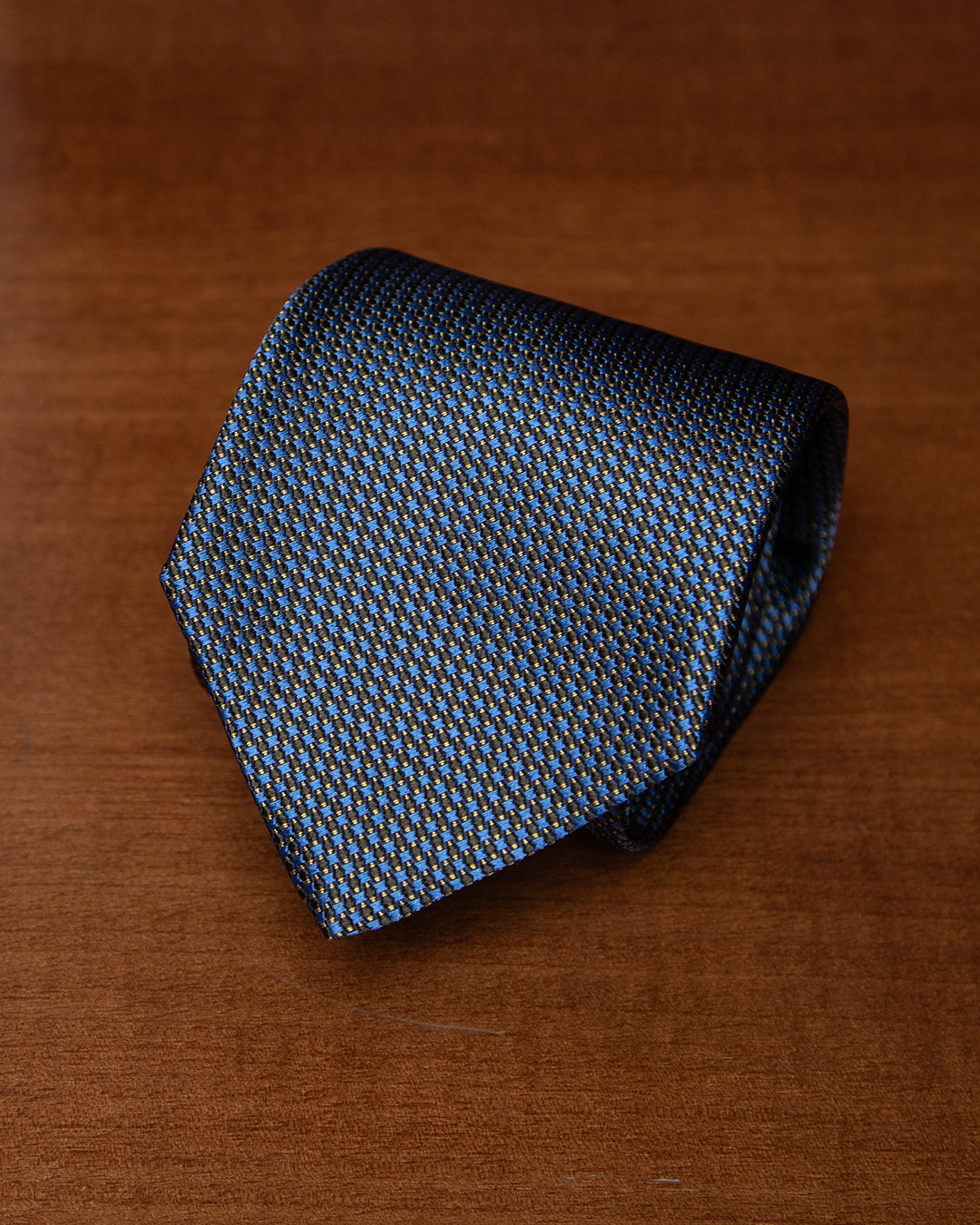 Blue Tie with Black Micro-Jacquard
