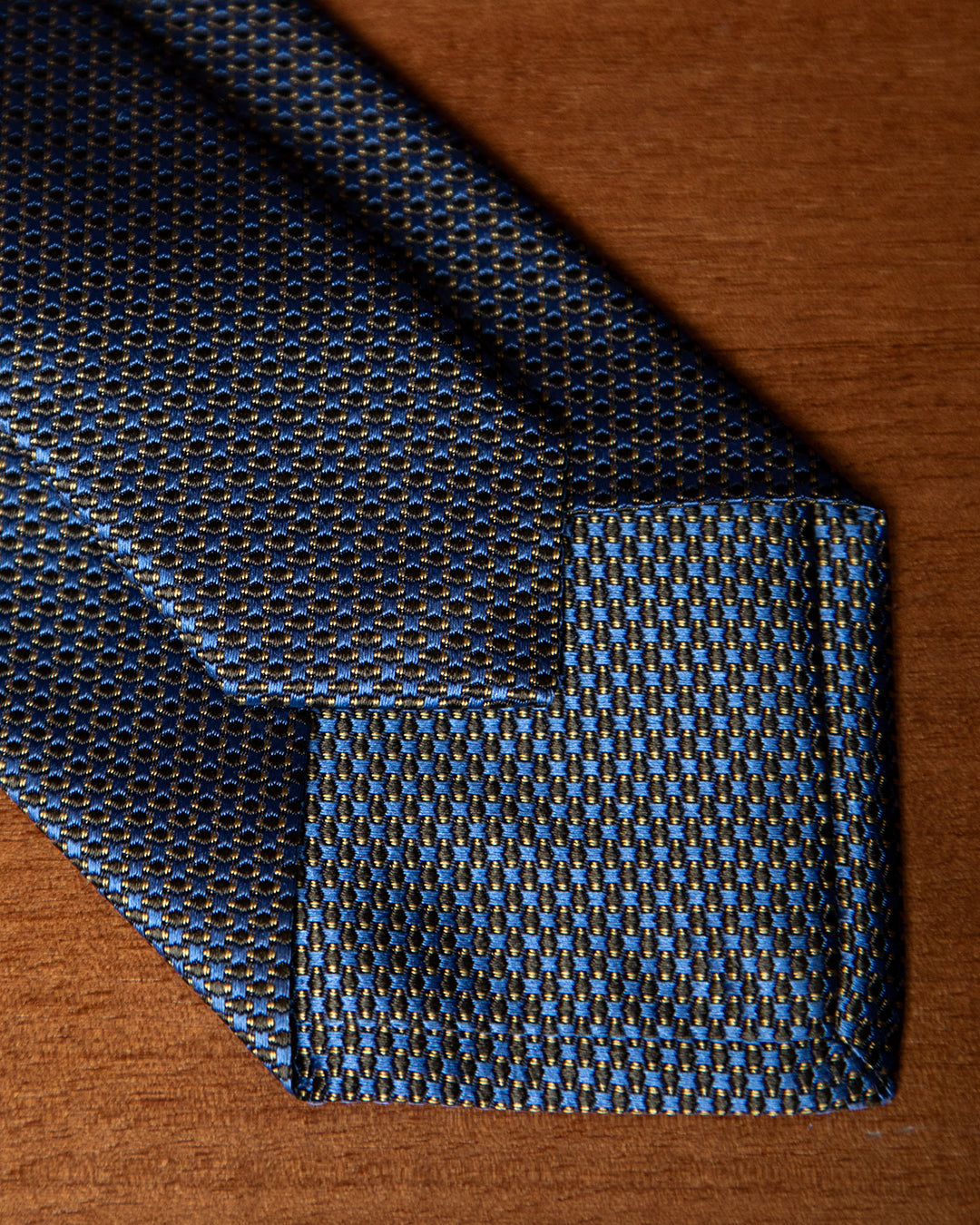 Blue Tie with Black Micro-Jacquard