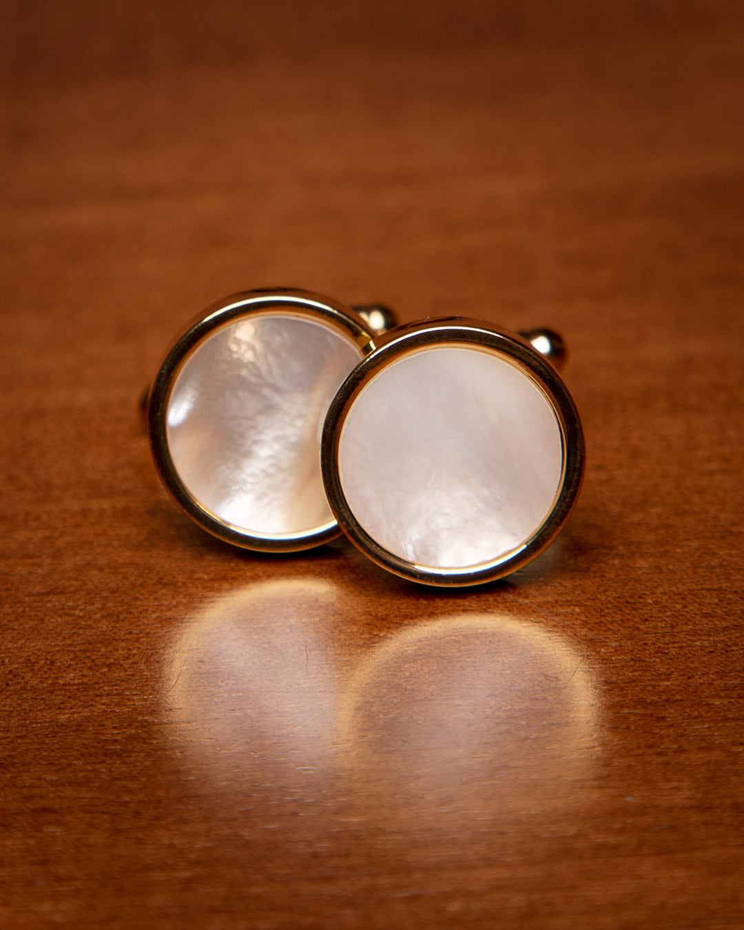Gold-Tone Cufflinks with Mother-of-Pearl Effect Detail