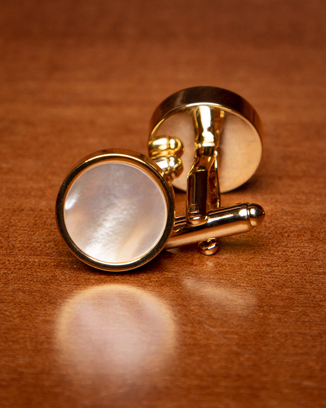 Gold-Tone Cufflinks with Mother-of-Pearl Effect Detail