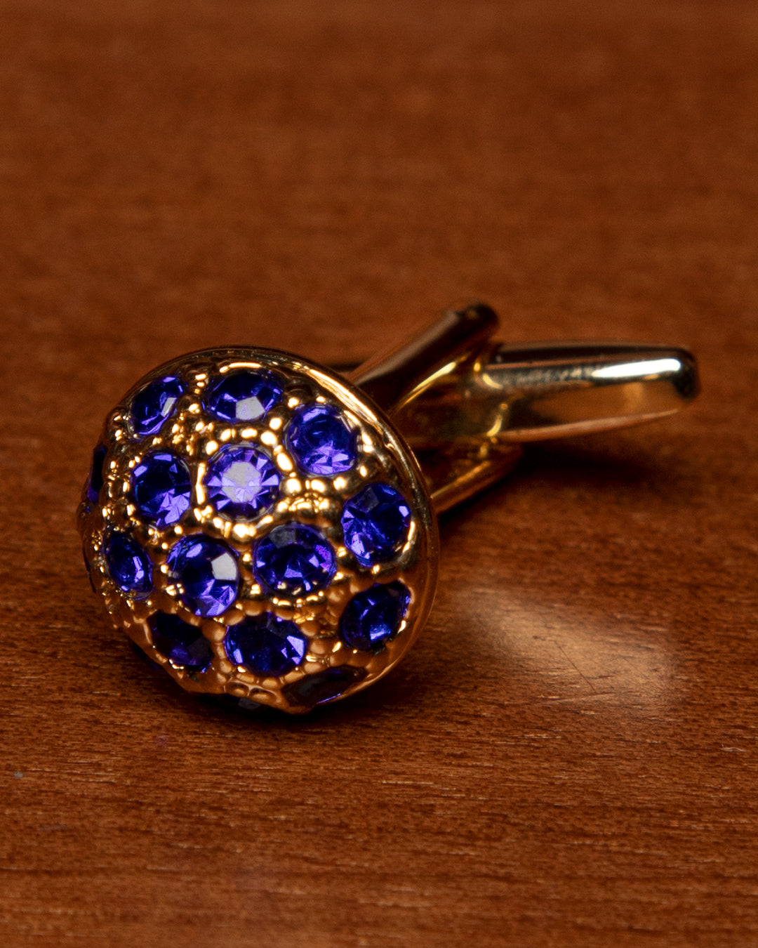 Gemelli Color Oro con Pietra Incastonata Blu
