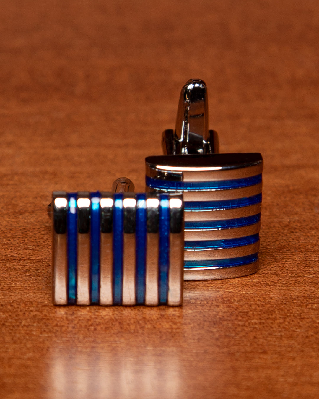 Gemelli Rettangolari Color Argento e Blu