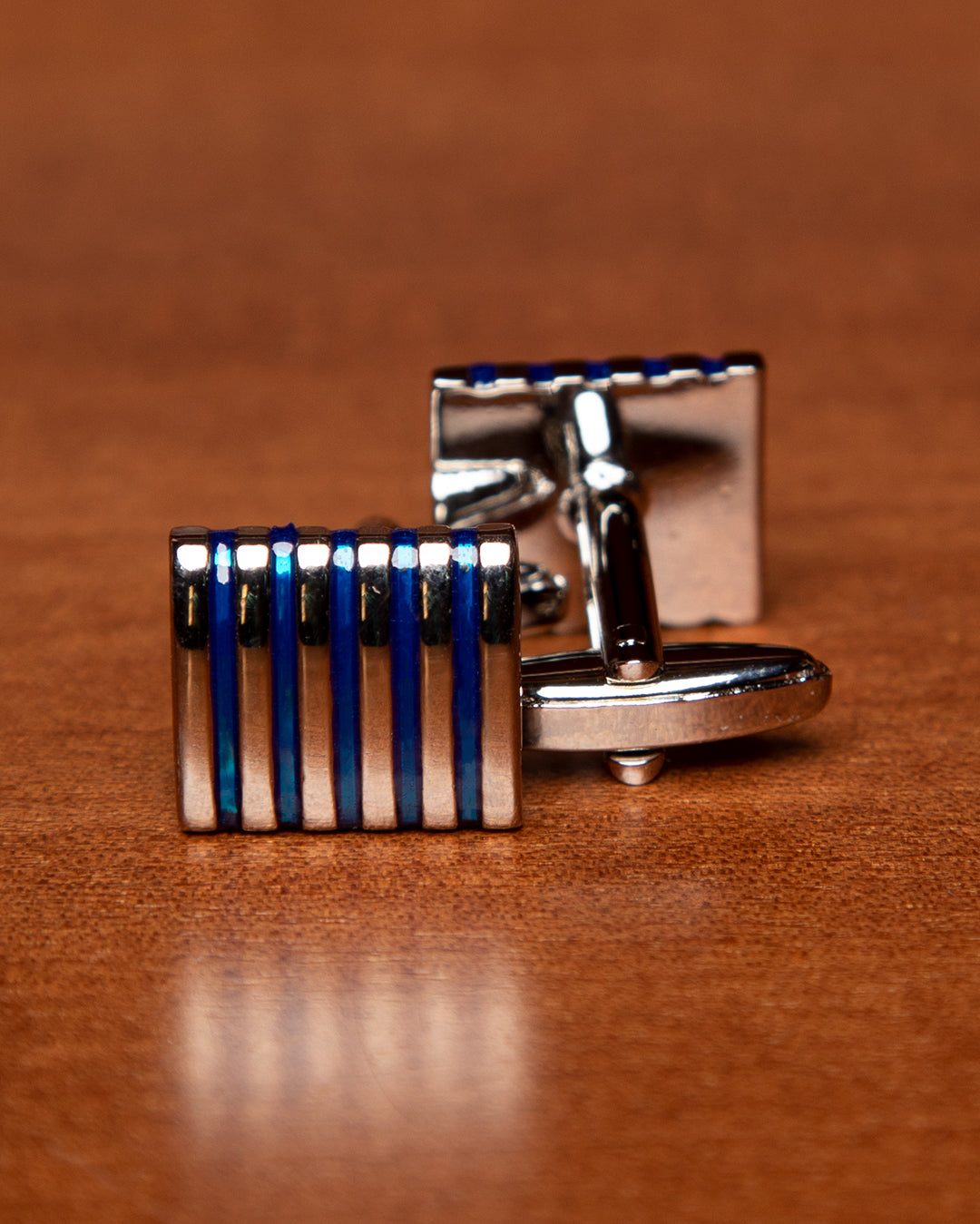 Gemelli Rettangolari Color Argento e Blu