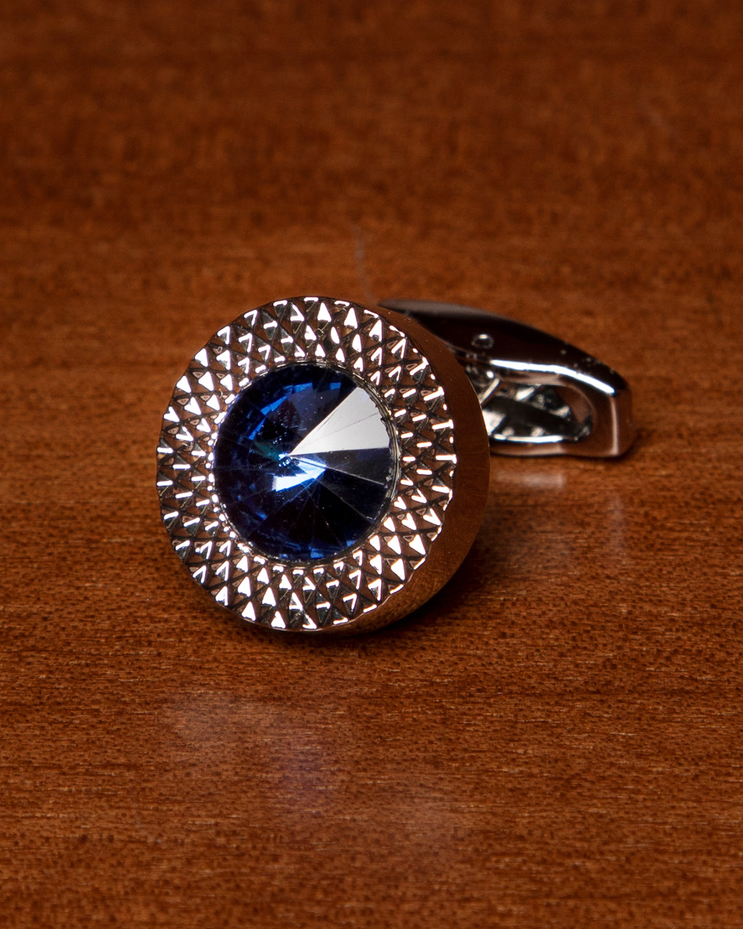 Gemelli Color Argento con Pietra Blu Incastonata