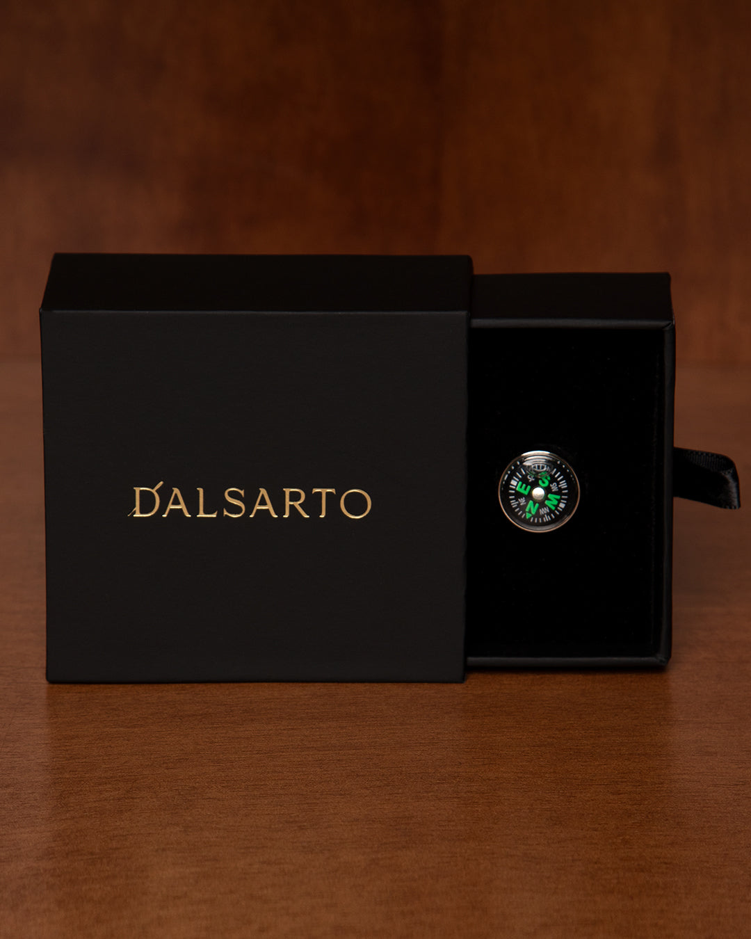 Silver-Tone Cufflinks with Black and Green Compass
