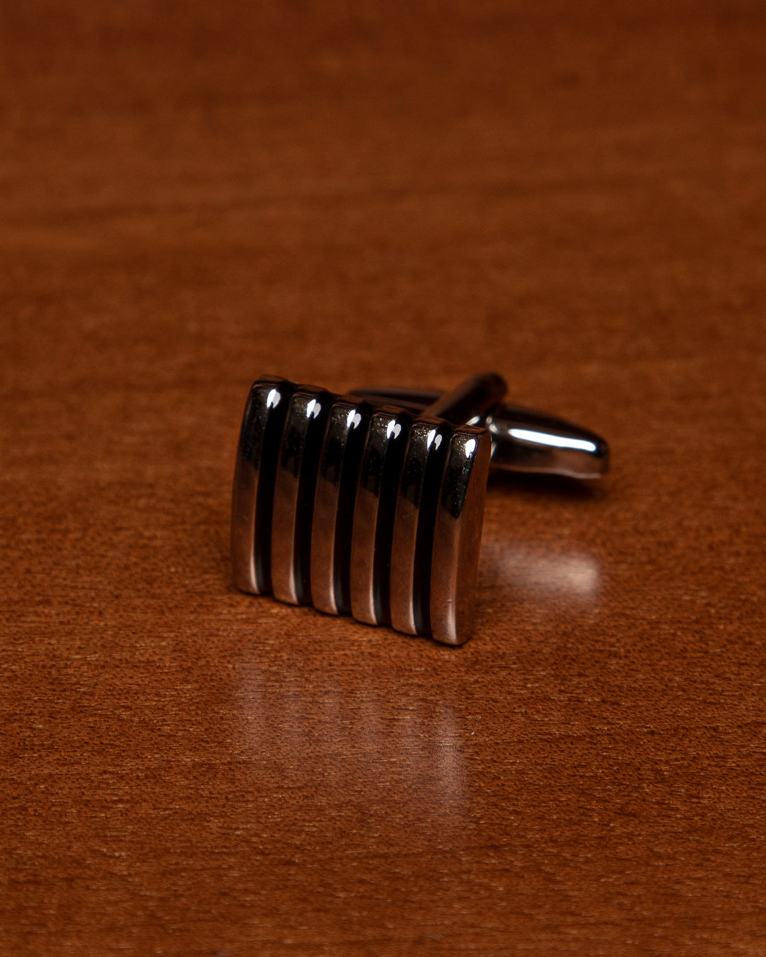 Silver and Black Rectangular Cufflinks