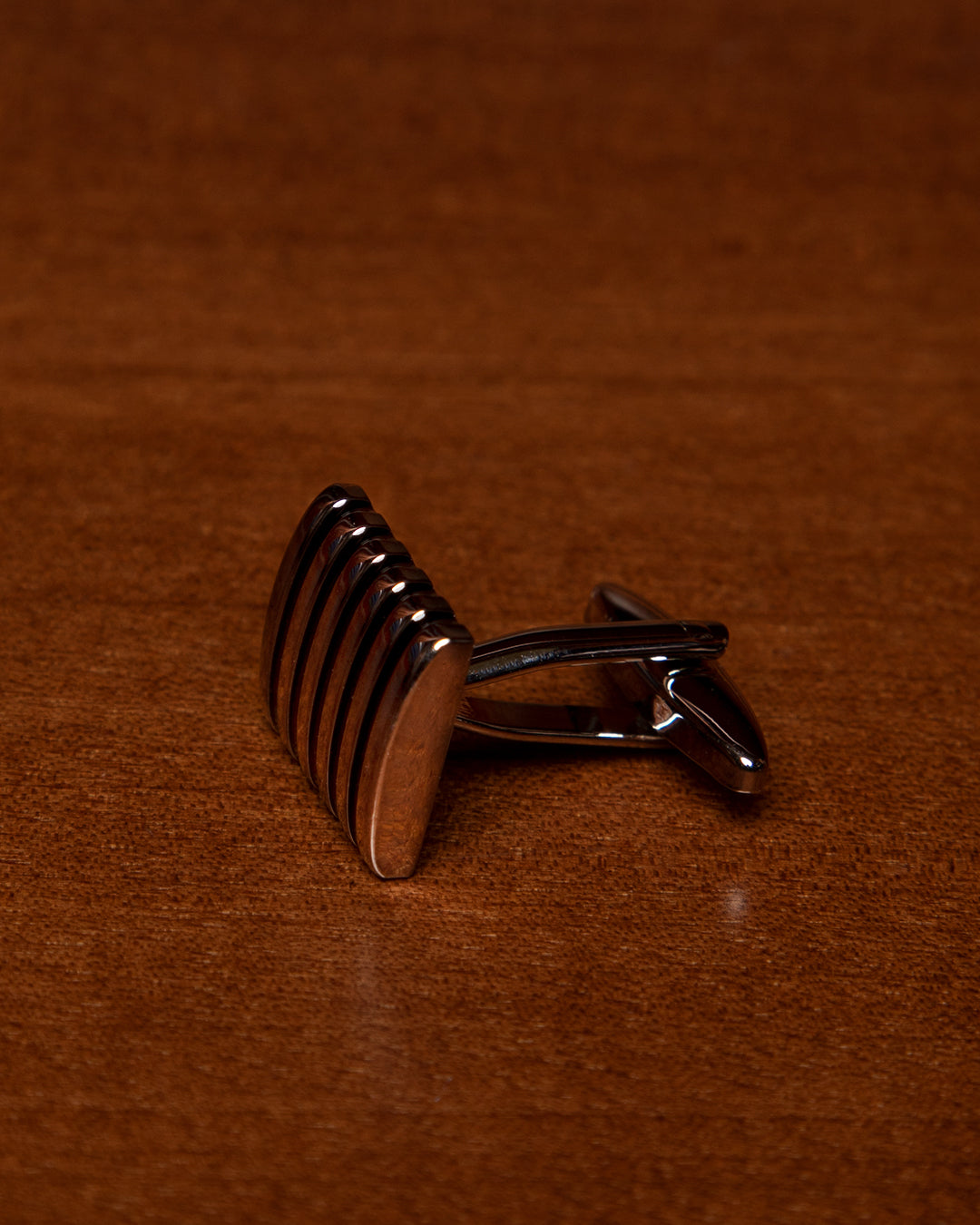 Silver and Black Rectangular Cufflinks