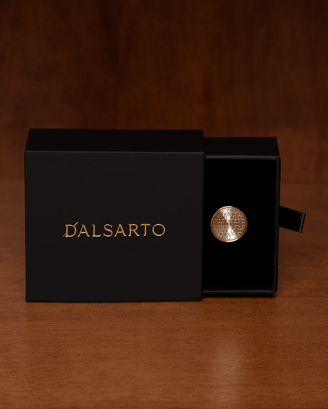 Gold-Colored Cufflinks with Beehive and Star Texture
