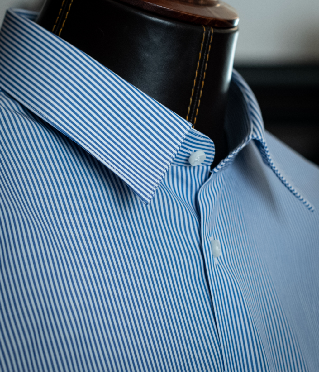 Camicia Bellini Bianca e Blu Bacchettata