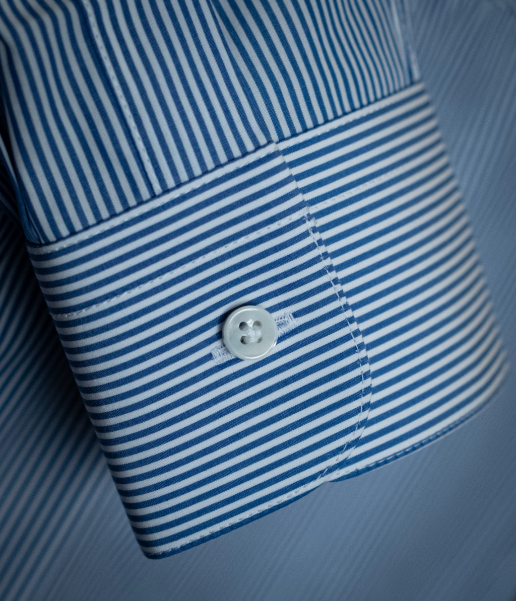 Camicia Bellini Bianca e Blu Bacchettata