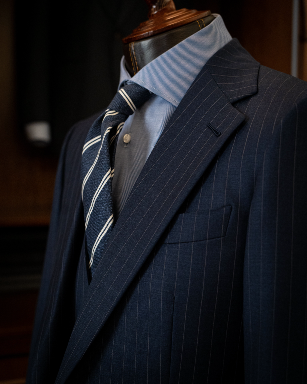 Abito Modernico Blu Notte Gessato con Gilet