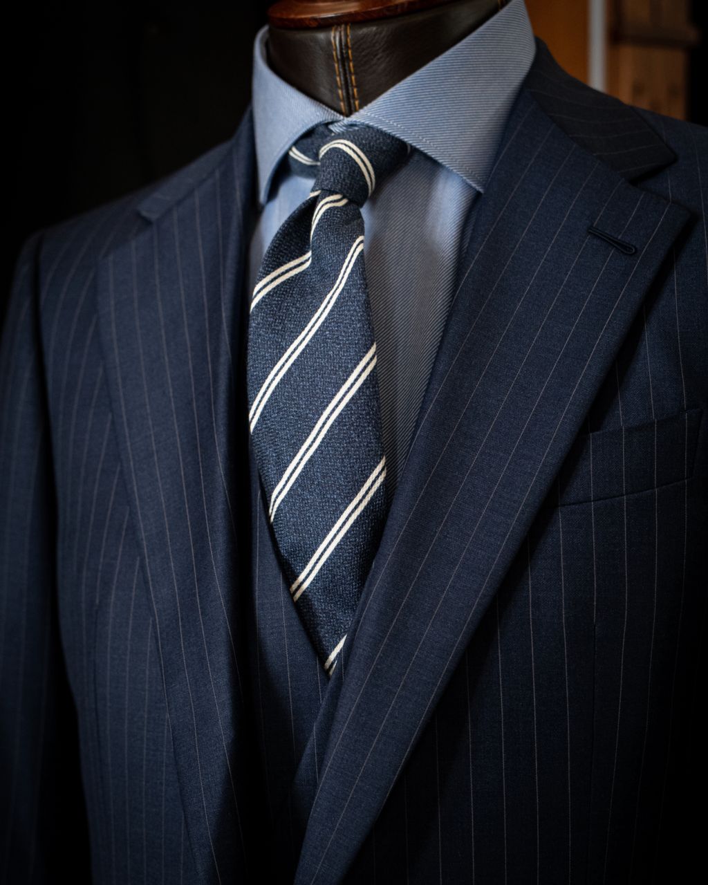 Abito Modernico Blu Notte Gessato con Gilet
