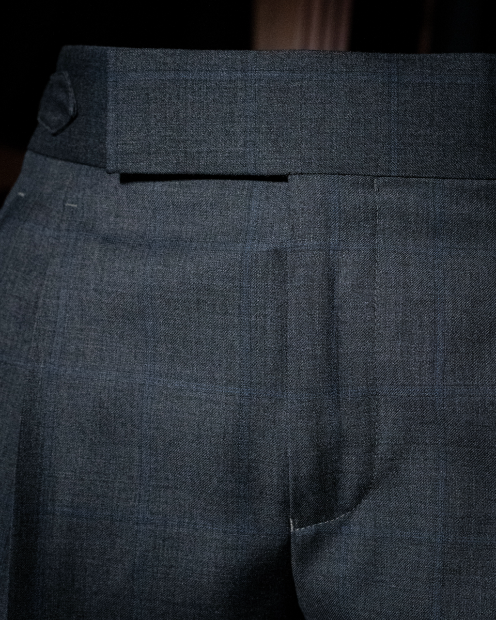 Pantalone Borromini Grigio Scuro Quadri Blu