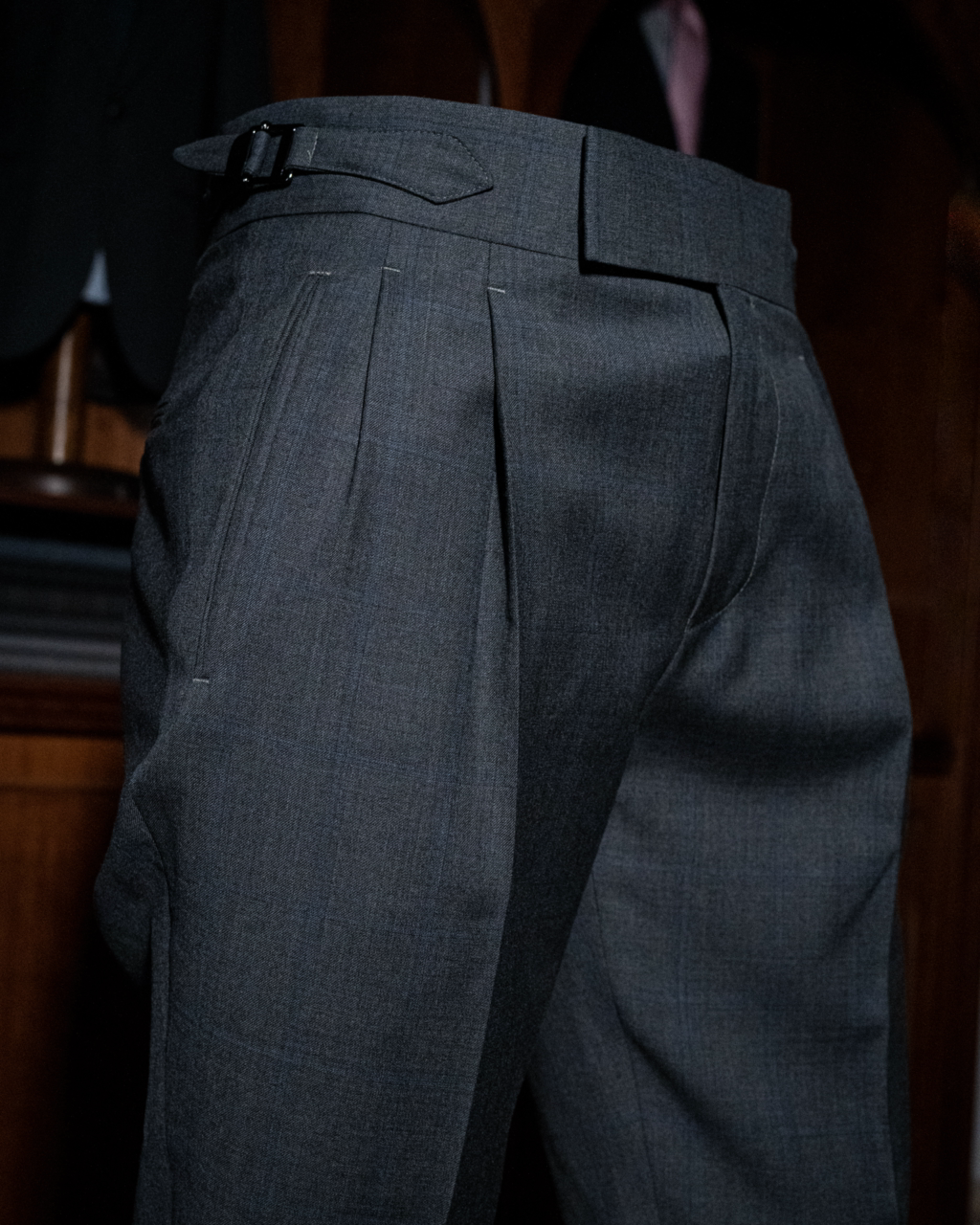 Pantalone Borromini Grigio Scuro Quadri Blu