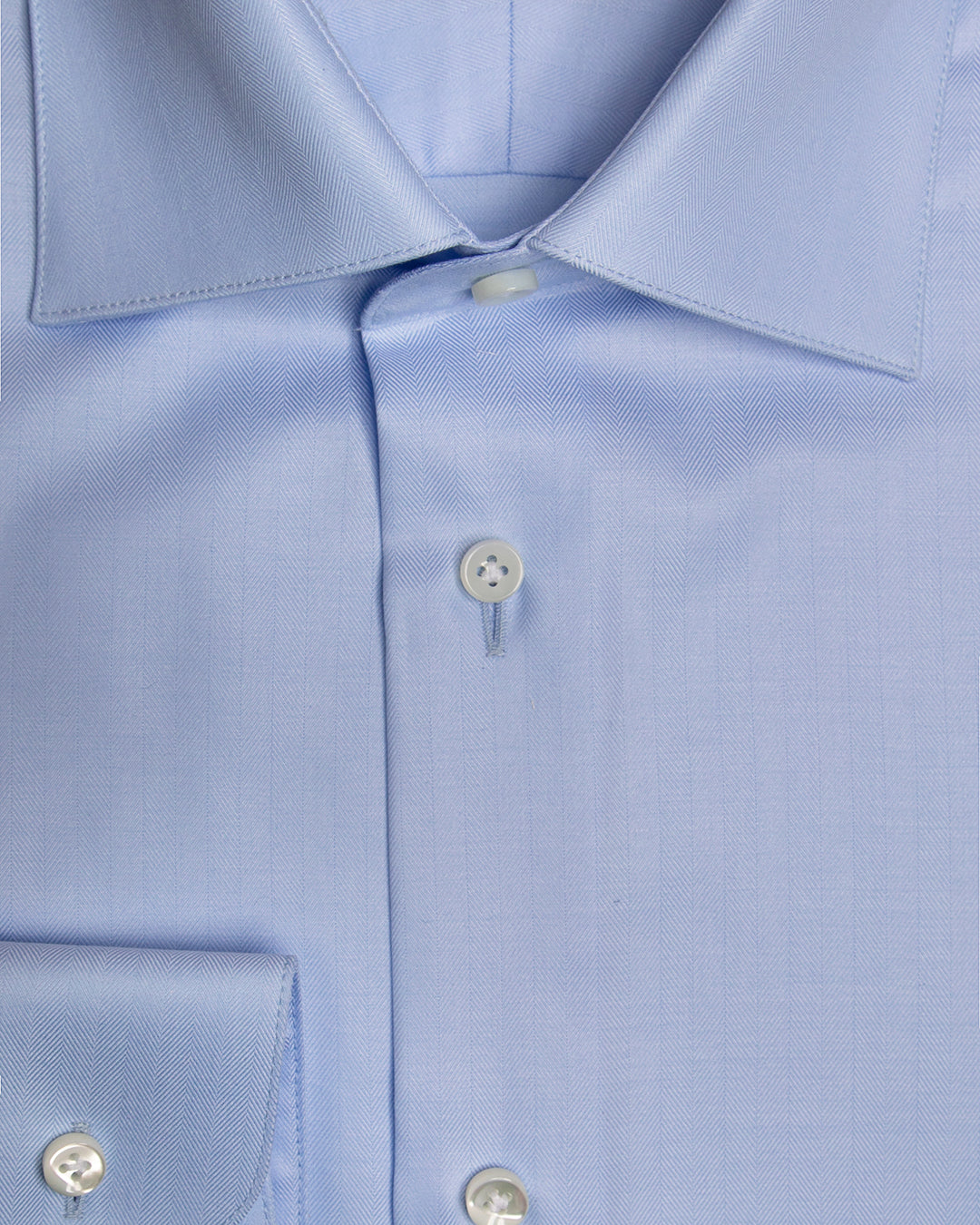 Camicia Azzurra Spinata con Collo Francese