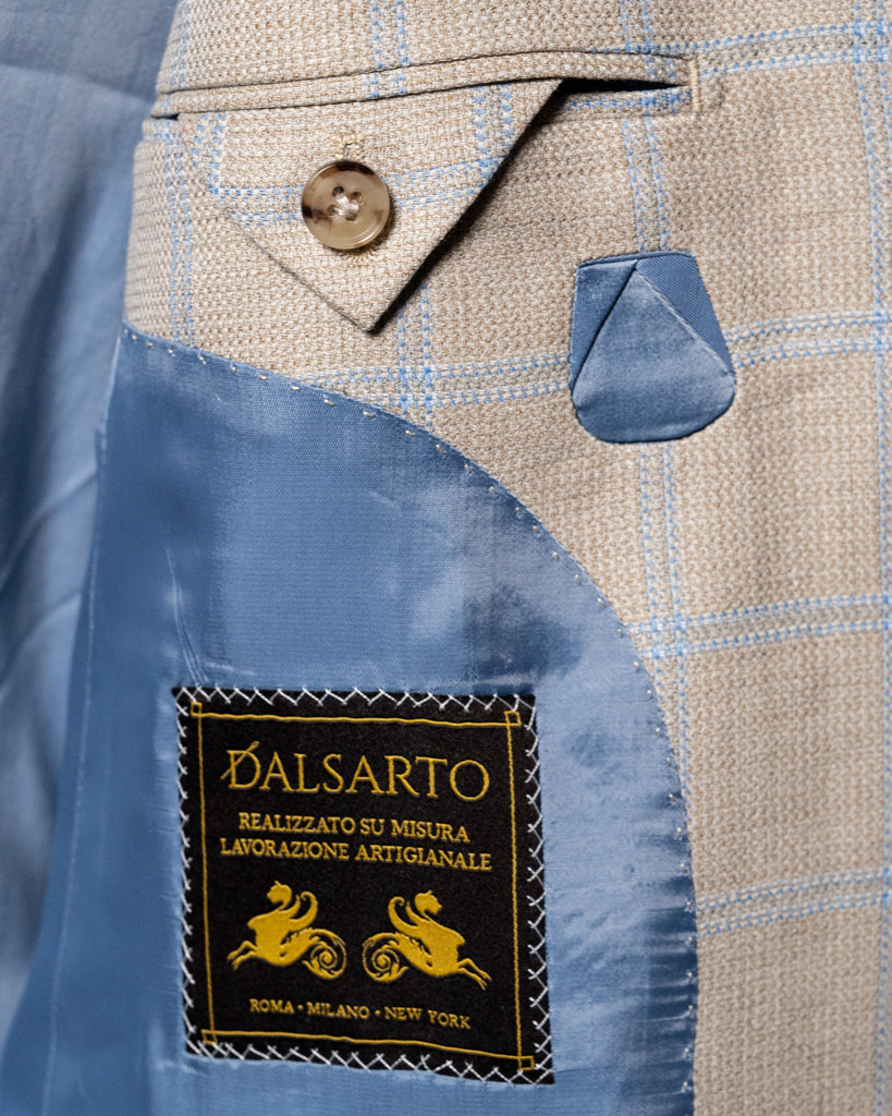 Giacca Giotto Avana Con Quadri Azzurri