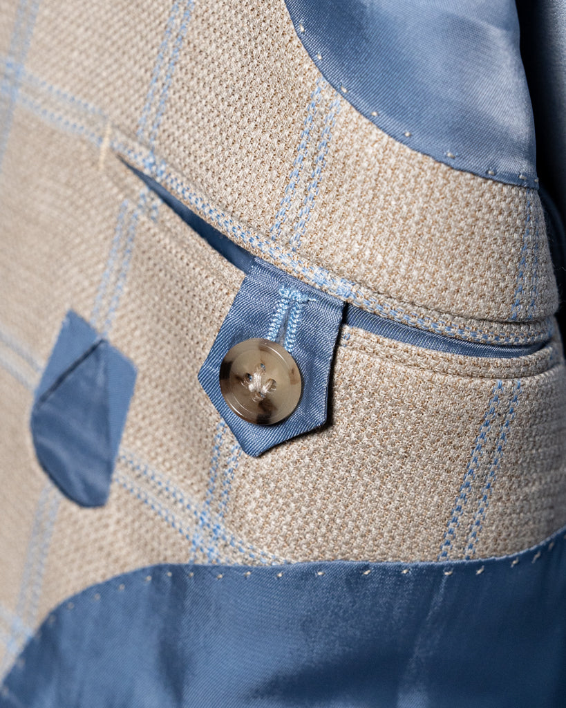 Giacca Giotto Avana Con Quadri Azzurri