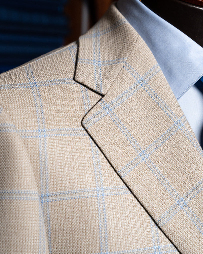 Giacca Giotto Avana Con Quadri Azzurri