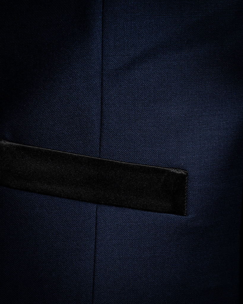 Blue Waistcoat with Black Satin