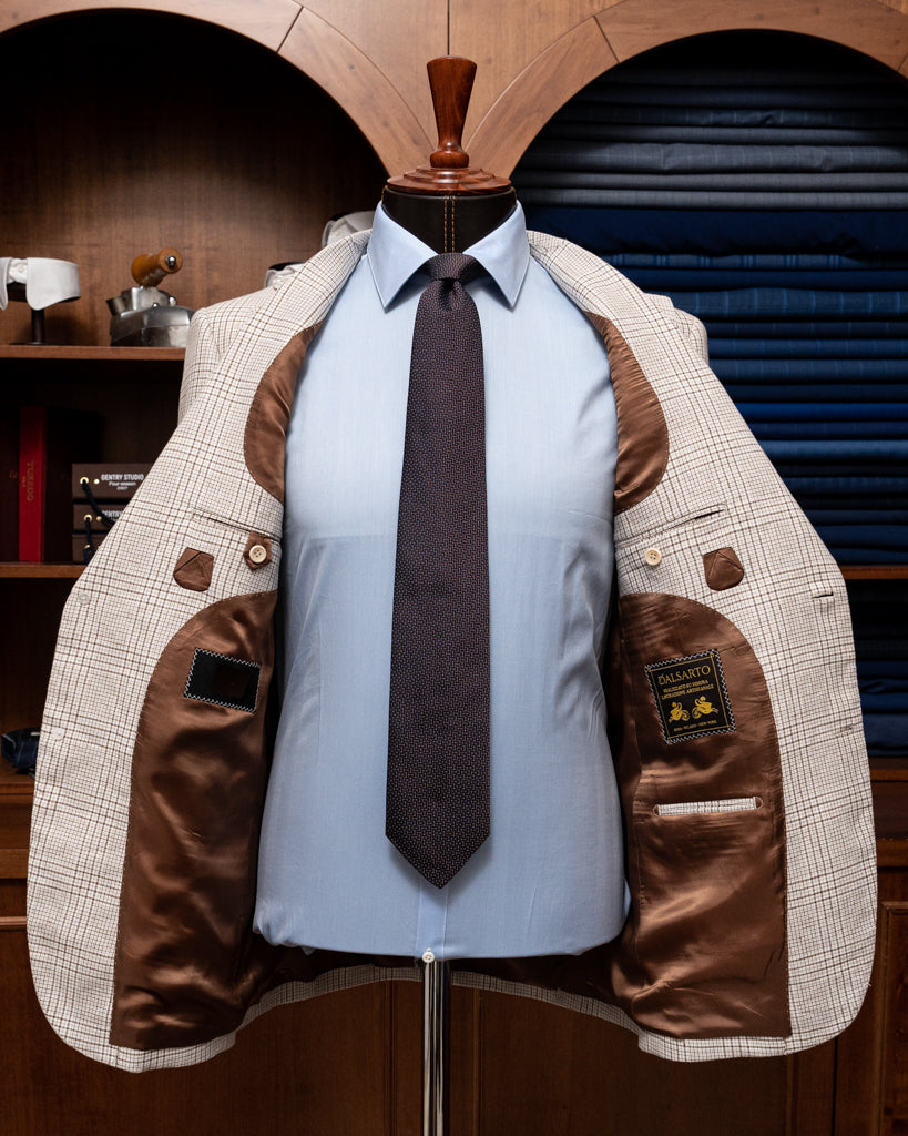 Giacca Giotto Beige Quadri Marroni