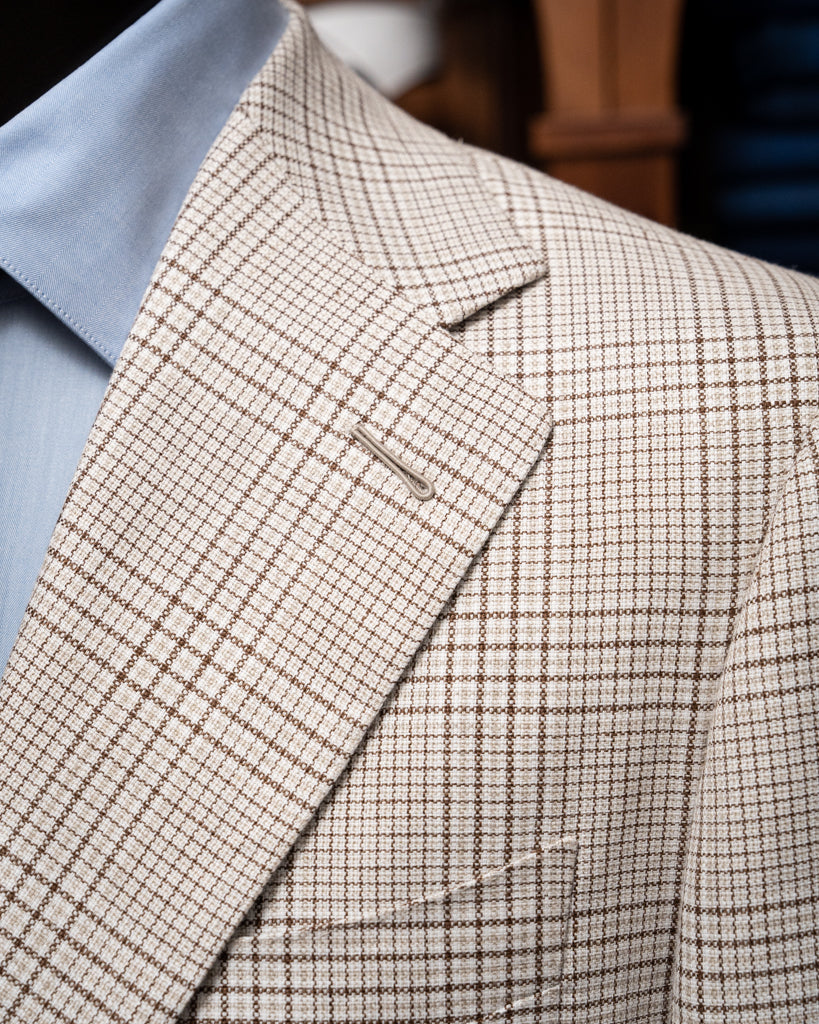 Giacca Giotto Beige Quadri Marroni