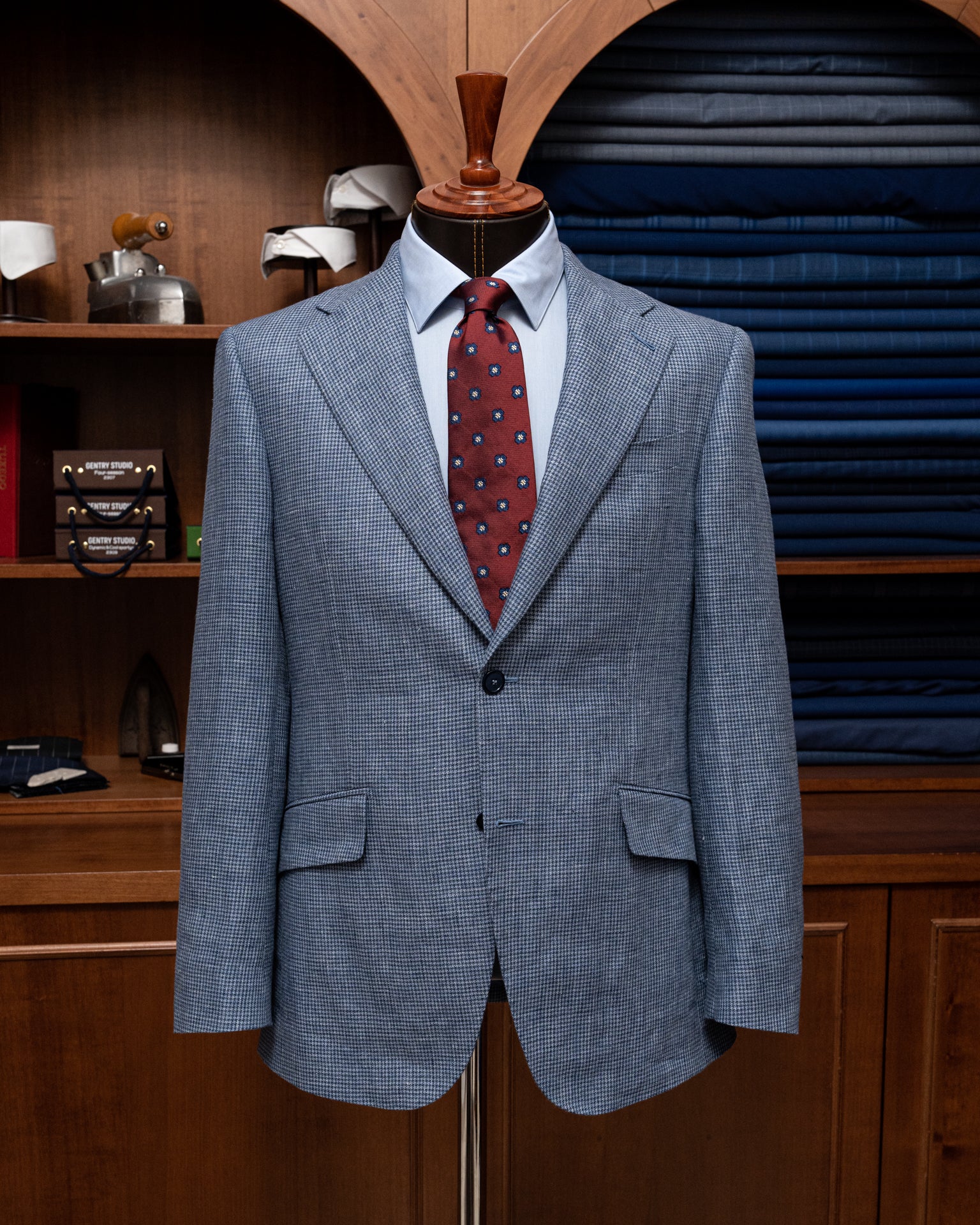 Giotto Houndstooth Light Blue Jacket