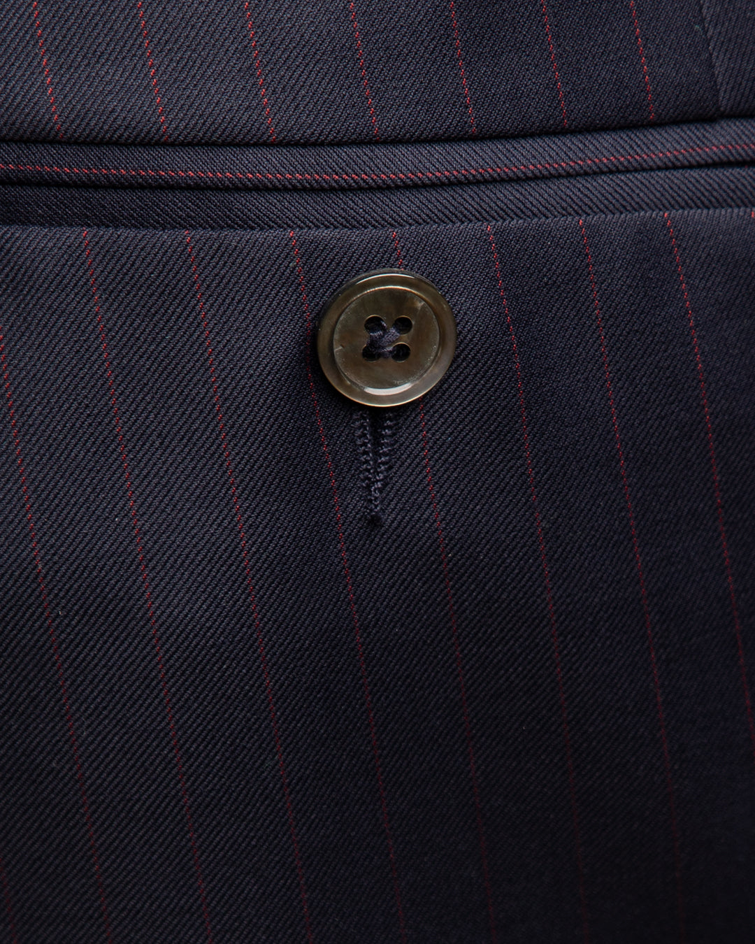 Pantalone Blu Notte con Gessato Rosso