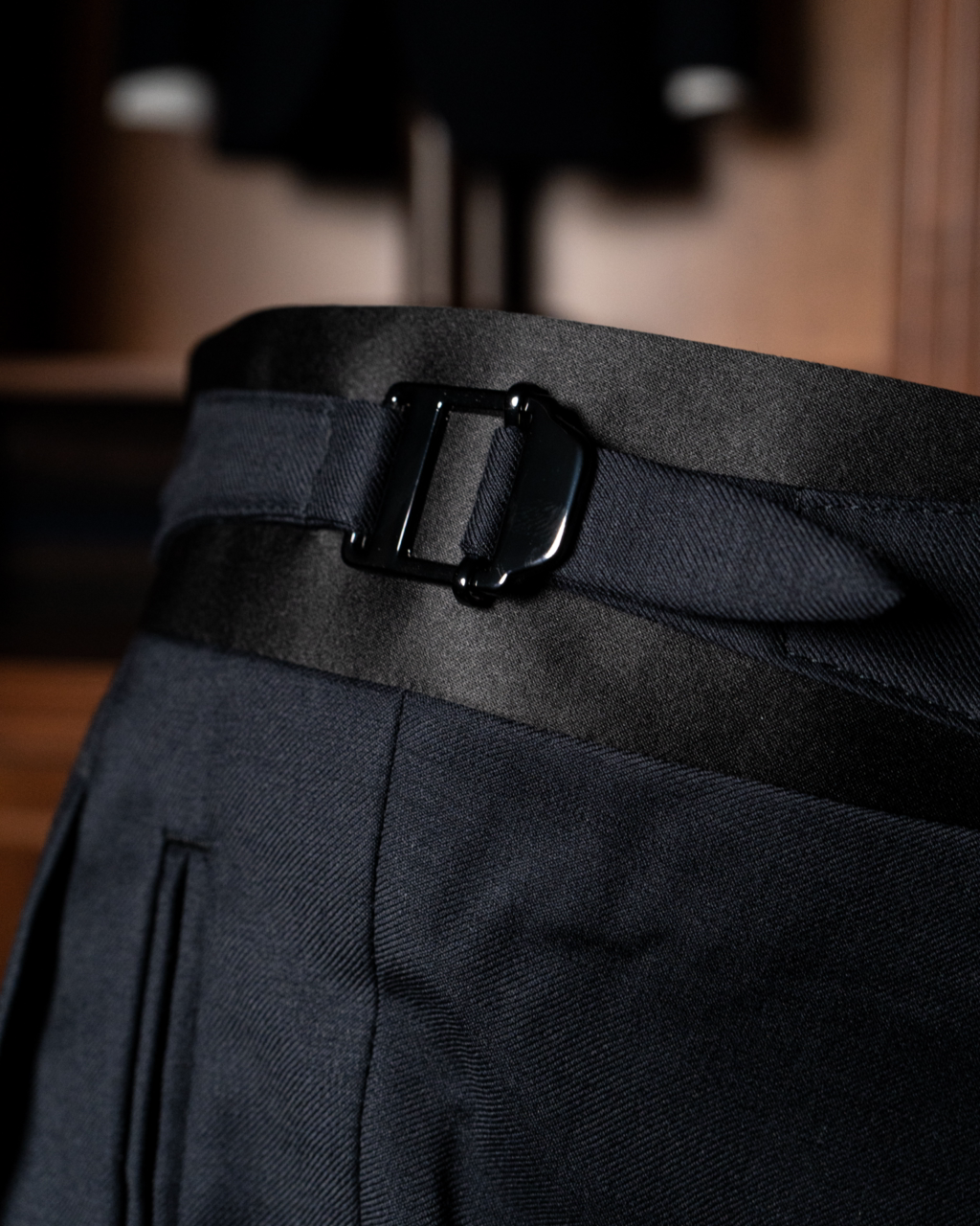 Pantalone Smoking Grigio Scuro con Raso
