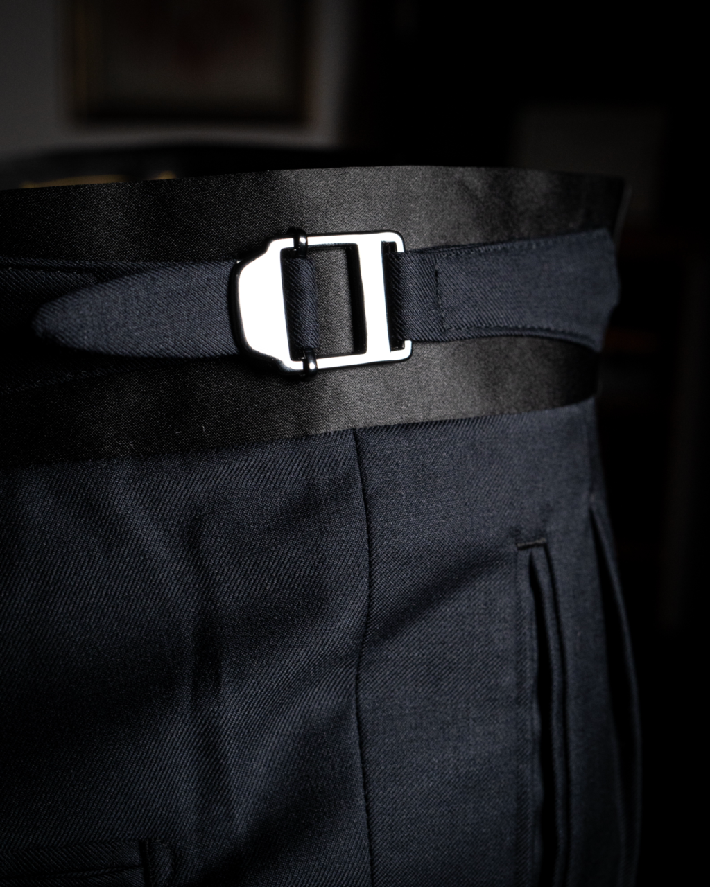 Pantalone Smoking Grigio Scuro con Raso
