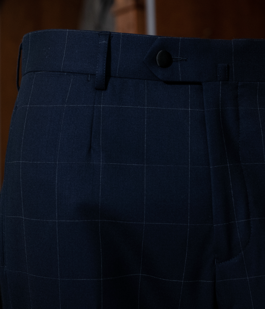 Michelangelo Blue Checked Tuxedo with Black Lapel