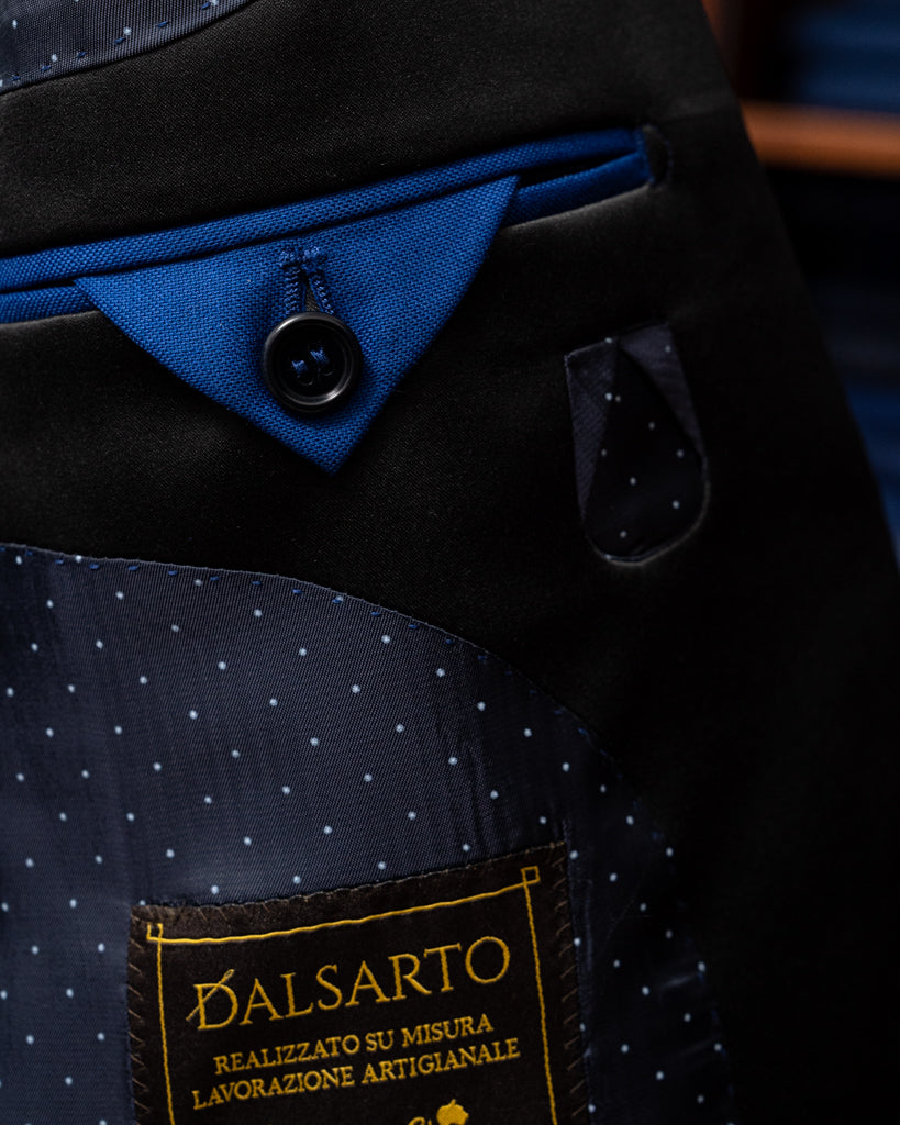 Smoking Donatello Blu Navy con Raso Nero