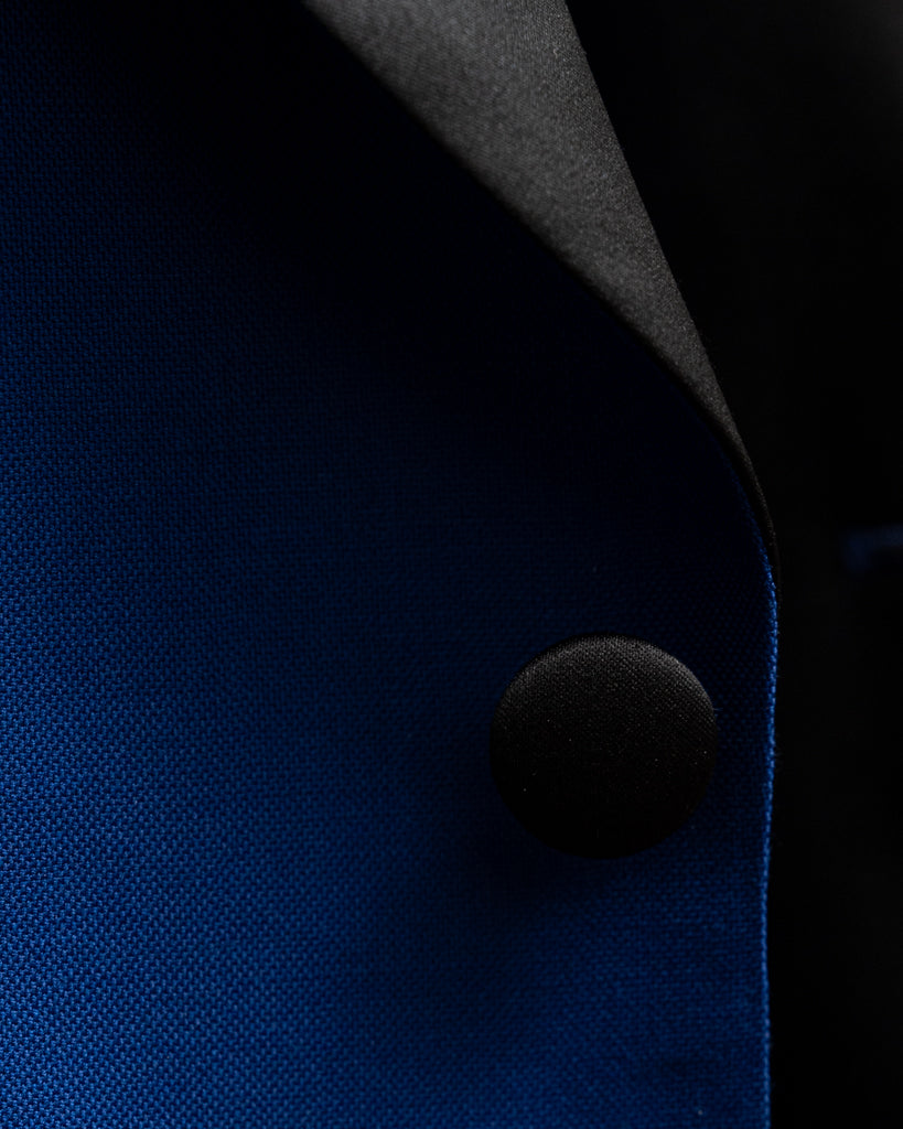 Smoking Donatello Blu Navy con Raso Nero