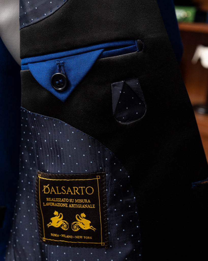 Smoking Donatello Blu Navy con Raso Nero