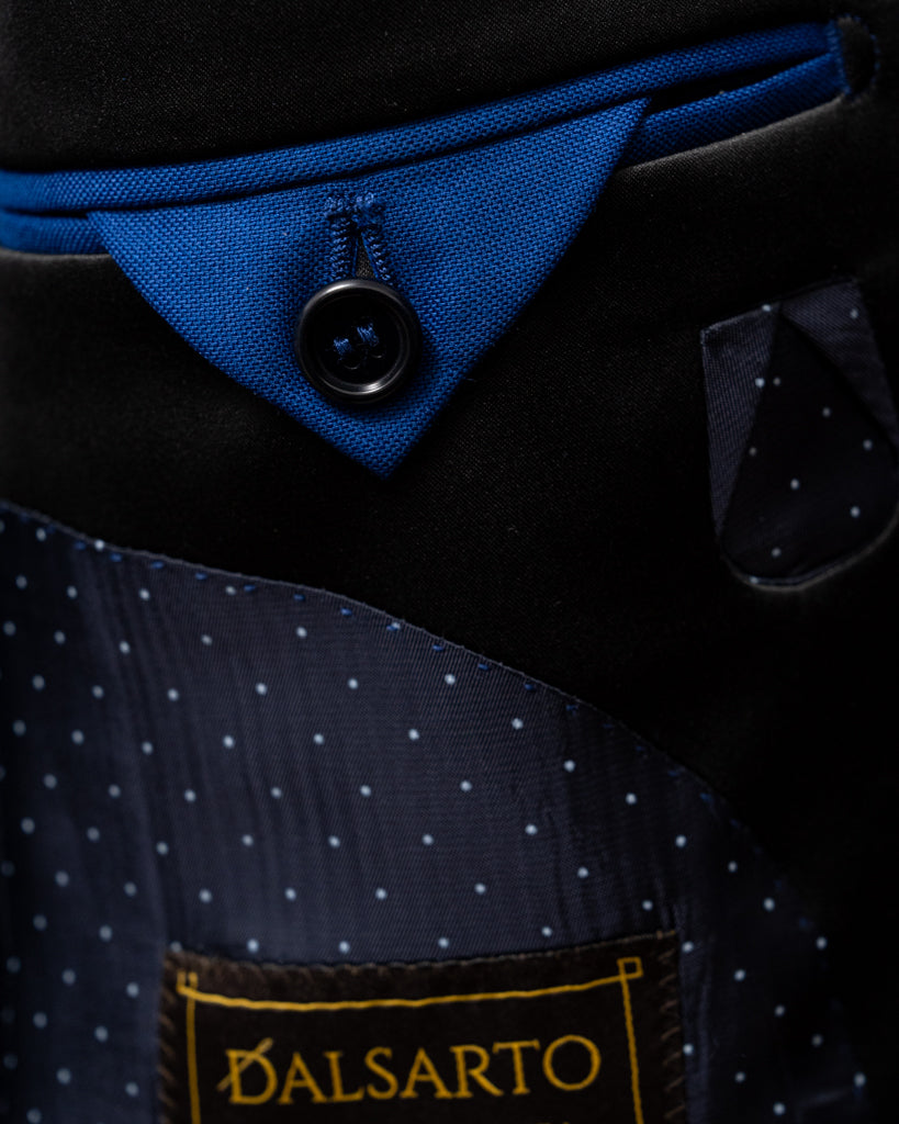 Smoking Donatello Blu Navy con Raso Nero